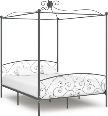 Obrázok produktu pre Rám postele s baldachýnom sivý kovový 180 x 200 cm