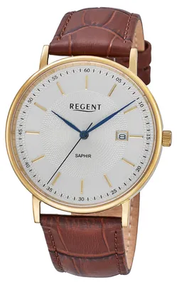 Regent F-1592 Herrenuhr Goldfarben mit Saphirglas 1