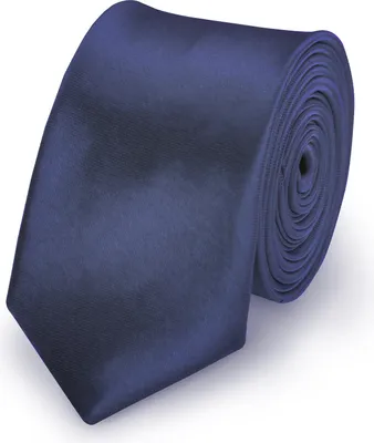 Produktbild von Krawatte Tiefblau slim aus Polyester einfarbig uni schmale 5 cm