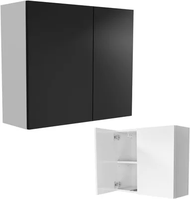 Zdjęcie produktu dla wisząca szafka łazienkowa 70 czarna mat matowa 70x60 (40+30)