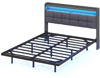 Obrázek produktu pro Rám postele s LED osvětlením DJ504107_1, 140 x 200 cm, tmavě šedá