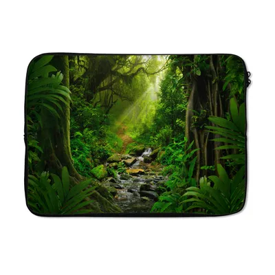 Produktbild von MuchoWow® Laptop Hülle 13 Zoll Dschungel - Wasser - Laub - Sonne - Natur Laptoptasche - Laptophülle - Sleeve - Rundumschutz