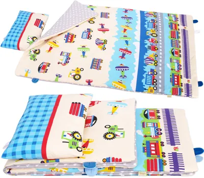 Immagine prodotto di BOBO Biancheria da letto per bambini a 2 fili 135x100 cm con imbottitura per la casa e l'asilo in cotone - veicoli colorati