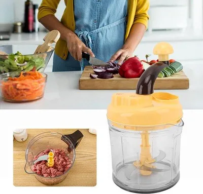 Image de Mini-hachoir à légumes pour hacher rapidement les salades, les oignons et l'ail, avec une grande capacité.