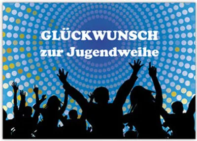Produktbild von 4x Coole poppige Grußkarte zur Jugendweihe für Jungs: Glückwunsch zur Jugendweihe