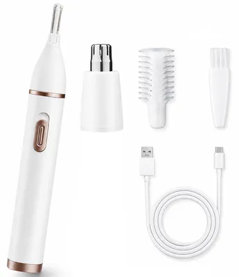 Produktbild von Multifunktions Trimmer Damen elektrisch, Augenbrauenrasierer mit wechselbaren Aufsätzen, USB Rasierer für Gesicht, Nase und feine Haare