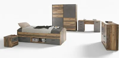 Produktbild von Jugendzimmer WINNIE 5-tlg. Komplettset, Optik: Old Wood Vintage
