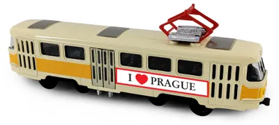 Produktbild von Tschechische Retro-Straßenbahn aus Metall, gelb, 16 cm, Prag