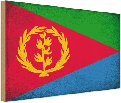 Produktbild von vianmo Holzschild 20x30 cm Eritrea Vintage Flagge Fahne Wappen