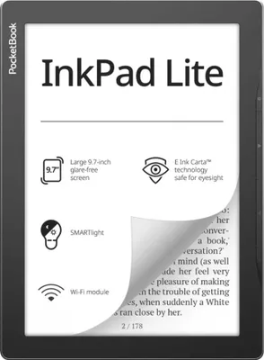 Image de PocketBook InkPad Lite - Lecteur de livre électronique - 8 Go - 22.9 cm (9") monochrome E Ink Carta (1200 x 825) - écran tactile - emplacement pour carte microSD