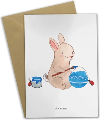 Produktbild von Mr. & Mrs. Panda Glückwunschkarte Hase Marienkäfer - Weiß - Geschenk, hochzeitskarten, Picknicken, Osterhase, babykarte, Grußkarte, Ostereier, Ostern, weihnachtskarten