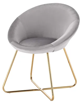 Produktbild von Esszimmerstuhl Küchenstuhl Polsterstuhl Skandinavisches Design Wohnzimmerstuhl Sessel Schminktisch Stuhl, Sitzfläche aus Samt, Goldene Metallbeine, Hellgrau