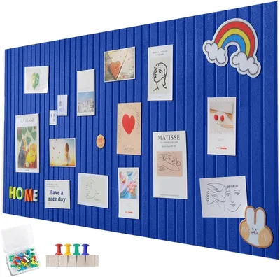 Productafbeelding van PromoHome® Vilt prikbord, 60x40 cm – zelfklevend, opvouwbaar, honingblauw