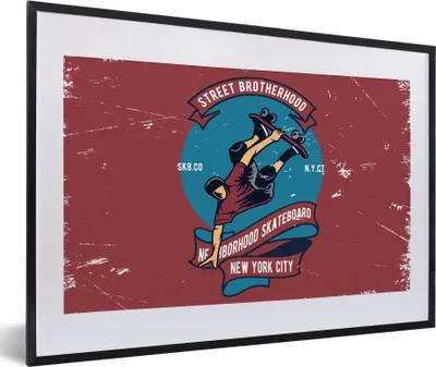 Produktbild von MuchoWow® MuchoWow® Gerahmtes Poster Skateboard - Mann - Retro - Zitat 60x40 cm - Poster mit zchwarzem Bilderrahmen - Schlafzimmer - Plakat in Rahmen - Drucken
