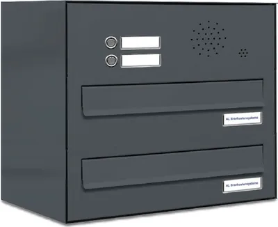 Produktbild von 2er Briefkastenanlage für Tür- Zaundurchwurf Klingel RAL 7016 Anthrazit