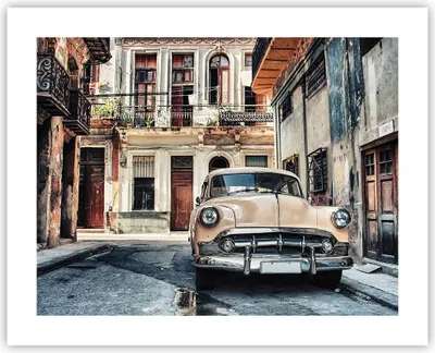 Produktbild von Poster - Poster ohne Rahmen - Kubanisch Auto Mietshäuser - 50x40 cm - Wand Bild - Wanddeko - Wandbilder - Kunstposter - Wandposter - Bilder - Kunstdruck - Wanddekoration - Wandbild - P2XAA50x40-4413