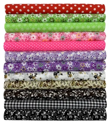 Produktbild von 12 Stück Baumwollstoff Meterware 50 x 50 cm Patchworkstoffe zum Nähen, Reine Baumwolle, Quilten und Basteln