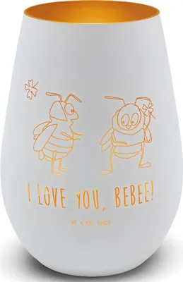 Produktbild von Mr. & Mrs. Panda Laterne Bienen Paar - Weiß - Geschenk, Kerzenhalter, Freundin, Teelichthalter, für, Frauen, Jahrestag, teelichter, Windlicht Glas, Hochzeitstag