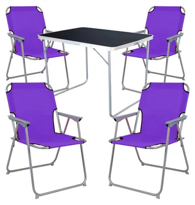 Produktbild von 5-tlg Camping Set Gartenmöbel Campingtisch + 4 Campingstuhl Klappstuhl