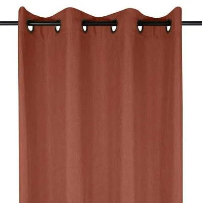 Produktbild von Vorhang mit Ösen Leinenstruktur terracotta 140x280cm