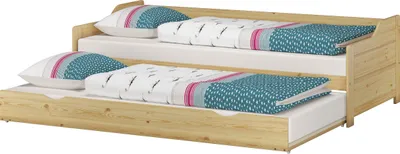 Produktbild von Sofabett Couchbett Wohnbett 90x200 Einzelbett Bettkasten Kiefer Zubehör wählbar V-60.34-09ohne Zubehör