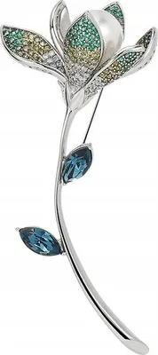 Imagen del producto de PINETS: Hermosa broche con flores, adornada con perla y circonita