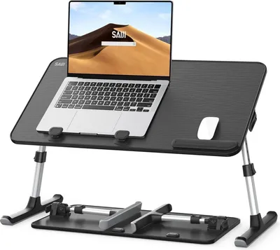 Obrázek produktu pro Stolní postelový stůl stůl na notebook výškově nastavitelný skládací černý 52x30cm
