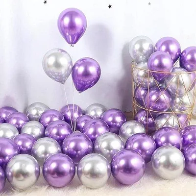 Produktbild von Metallic Ballons 50 Stück lila silber Latex Helium Party Dekoration