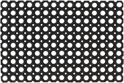 Produktbild von Ringgummimatten im 5er-Set, 22 mm dick, 40x60 cm, schwarz, aus 100% Gummi, rutschfest und wetterfest für Innen- und Außenbereiche