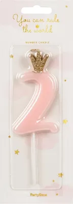 Image de Bougie d'anniversaire numéro 2 avec couronne, rose clair
