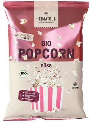 Zdjęcie produktu dla Heimatgut Popcorn Słodki z miłości dla doskonałej przyjemności skubania 90g
