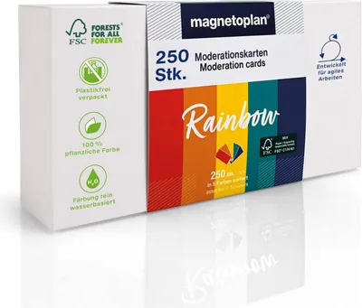 Produktbild von Magnetoplan Moderationskarten 200x100mm - Set "Rainbow" - 250Stk