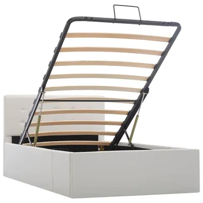 Obrázok produktu pre vidaXL Úložná posteľ Hydraulic White Faux Leather 100 × 200 cm
