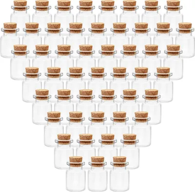 Immagine prodotto di Belle Vous bottiglie di vetro con coperchio in sughero (100 pz) - mini bottiglie di vetro da 5ml con tappo in sughero - barattoli di spezie con tappo in sughero per regali, matrimonio,