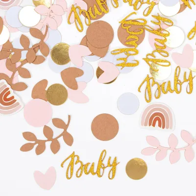 Produktbild von Dekoration für Babypartys – Set mit 130 Teilen – Konfetti für Babypartys – Für Mädchen und Jungen – Tischdekoration