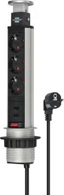 Productafbeelding van Brennenstuhl stekkerdoos "Tower Power", 3-voudig, met USB-poorten