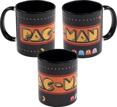 Produktbild von Pac-Man Tasse - Logo Kaffeetasse Becher Kaffeebecher aus Keramik Schwarz 320 ml