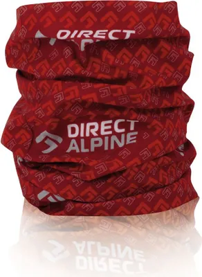 Rotes Multifunktionstuch "Multi" von DirectAlpine; gefaltet und mit Logo.