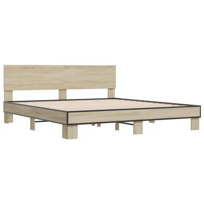 Produktbild von vidaXL Bettgestell Sonoma-Eiche 200x200 cm Holzwerkstoff und Metall