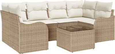 Immagine prodotto di vidaXL Set divano da giardino Beige 55 x 55 x 37 cm Poly-Rattan
