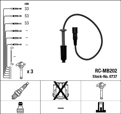 Produktbild von NGK 0737 Zündkabelsatz Zündleitungssatz passend für MERCEDES-BENZ Stufenheck (W124) E-Klasse Limousine (W210) SL (R129) W124 T-modell (S124)