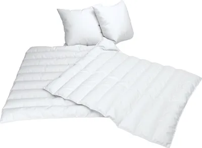 Image de ensemble literie 4 pièces en microfibre JEKATEX - 2x135x200 cm oreiller 2x40x80 cm couette et oreiller toute l'année blanc