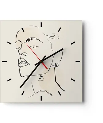 Produktbild von Wanduhr - Quadrat - Glasuhr - Minimalismus Porträt Linie - 40x40cm - Schleichendes Uhrwerk - Lautlos - zum Aufhängen bereit - Dekoration Modern - Wanddekoration aus Glas - C3AC40x40-4815