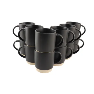 Produktbild von OTIX Kaffeetassen Teetassen Kaffeetassen-Set von 12 Schwarz 310 ml Keramik