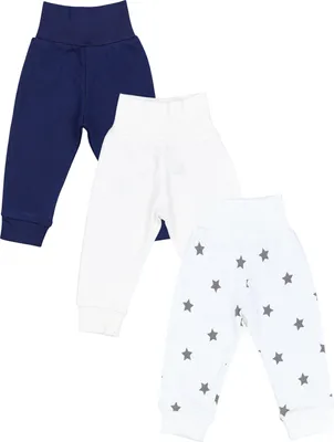 Produktbild von TupTam Pumphose Baby Jungen 3er Pack – Bequeme Baby Hosen Jungen aus Baumwolle,  , Farbe: Blau_Weiß_Sterne, Größe: 62
