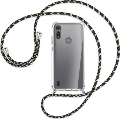 Produktbild von Handykette Backcover-Schutzhülle mit Band (Metall silberfarben) für Motorola Moto E6s - camouflage