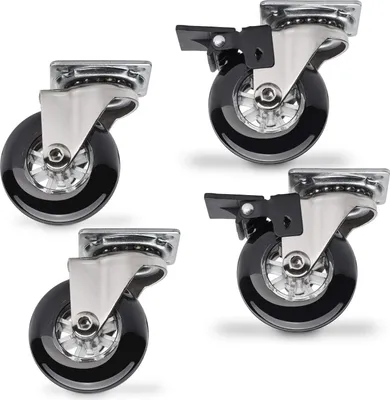 Produktbild von SOTECH 4er SET Möbelrollen SWIFT Ø 50 mm Lenkrolle Transportrollen schwarz 2 mit und 2 ohne Feststeller