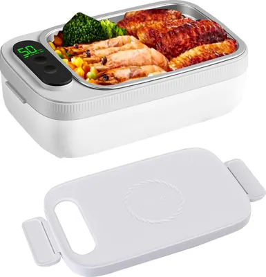 Produktbild von Elektrische Lunchbox - Heizbare Brotdose 1 l - 14000 mAh Akku - Schnelles Erwärmen 35 W - Für Auto Lkw Büro - Weiß