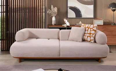 Produktbild von Komfortables Beiges Sofa Wohnzimmer Textilcouch Edle Sitzmöbel