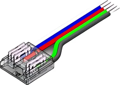 Produktbild von LED Strip-zu-Kabel Schnellverbinder – 5-polig, lötfrei, für 12 mm COB RGBW LED-Streifen mit 15 cm Anschlusskabel
